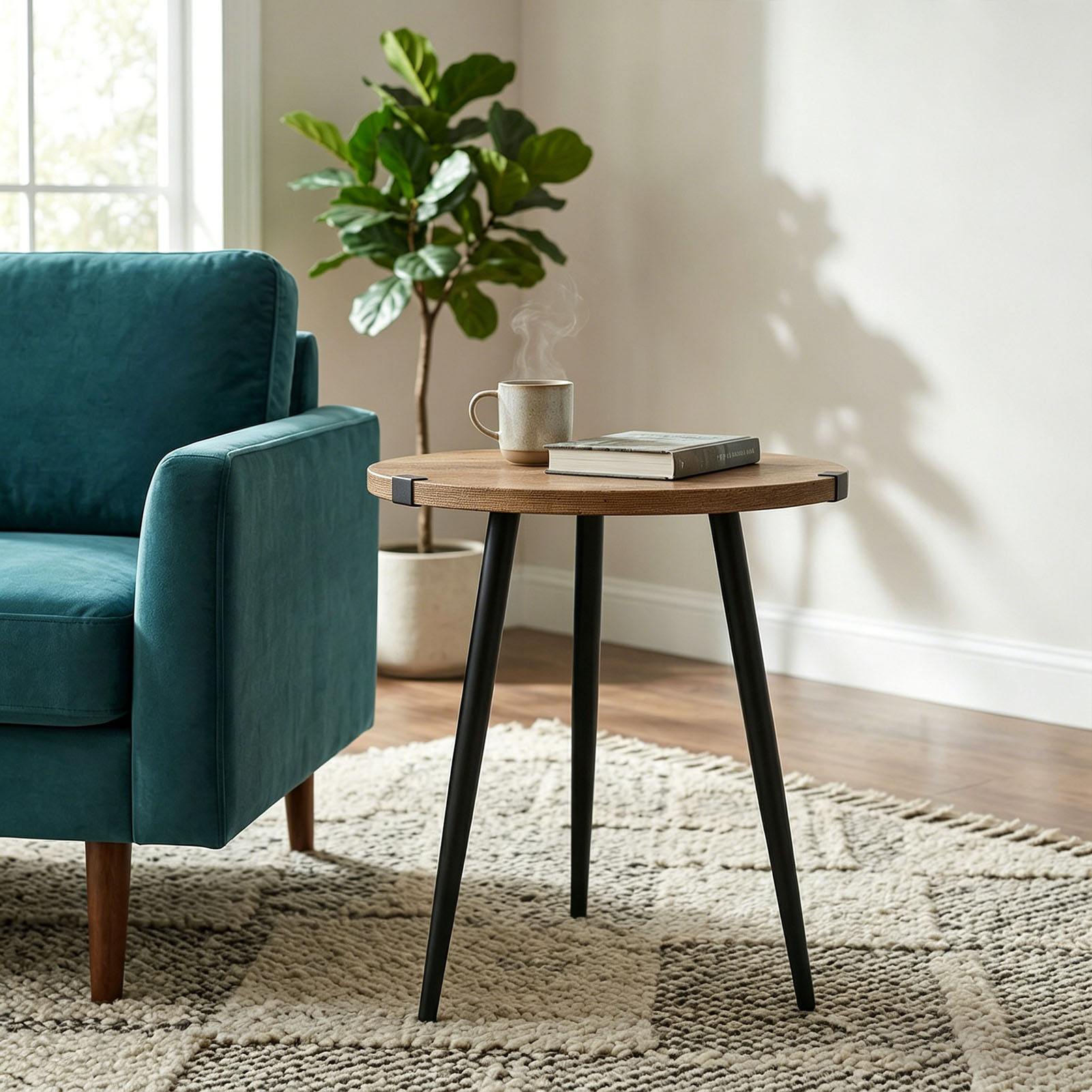 Round Wood Side Table